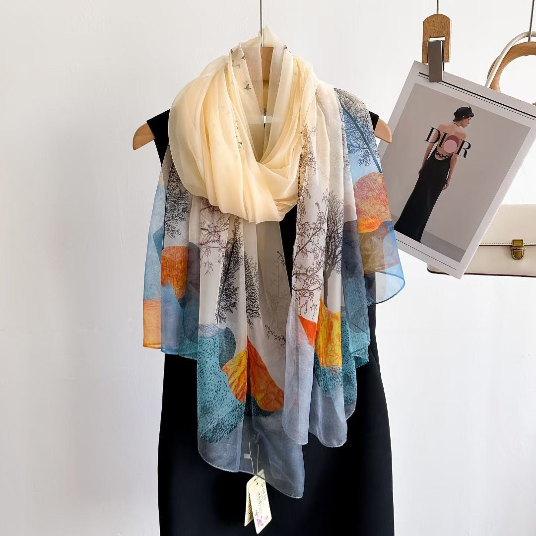 Women's Fashionable All-match Long Printed Anti-DDoS Scarf