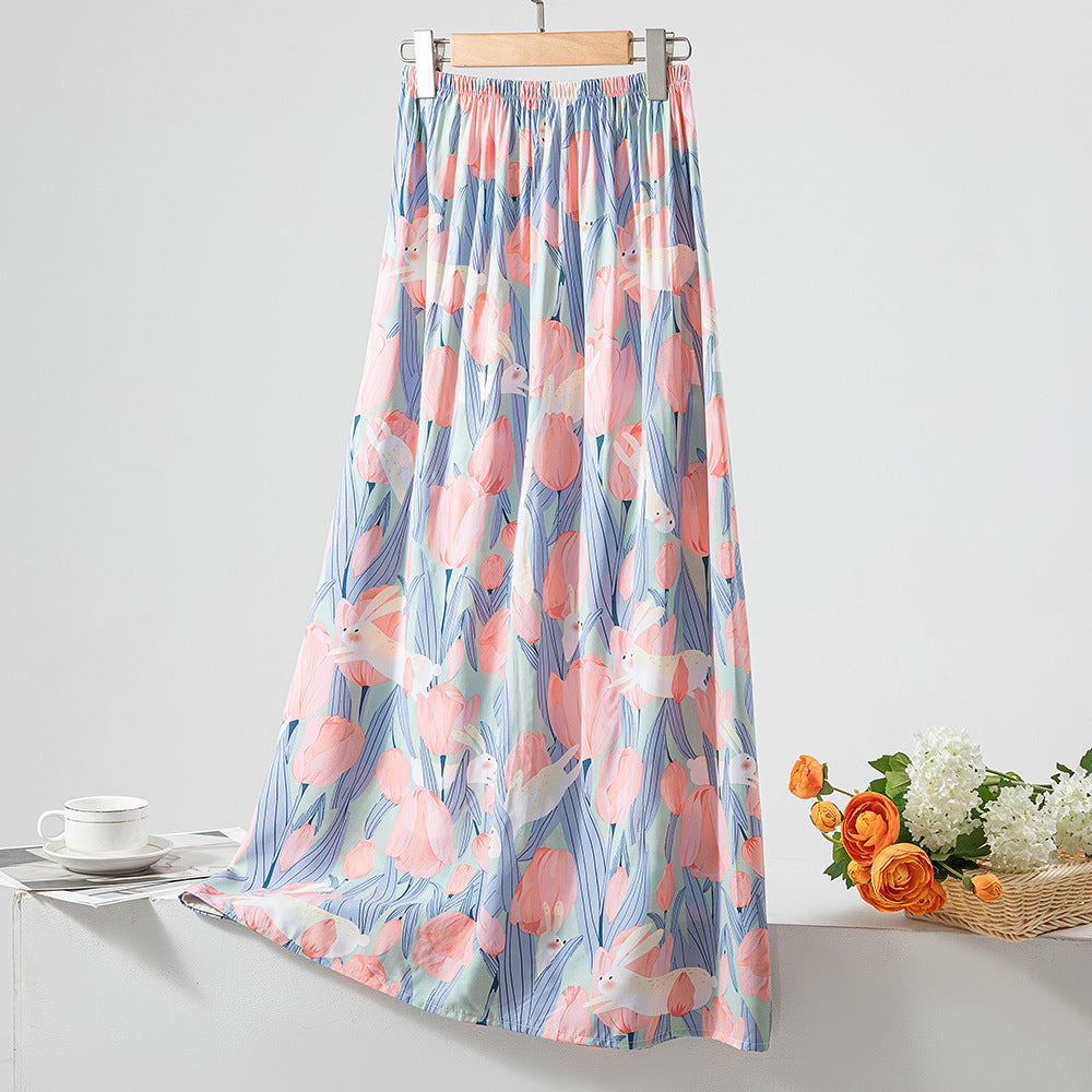 Women's Loose Sweet Cotton Silk Skirt
