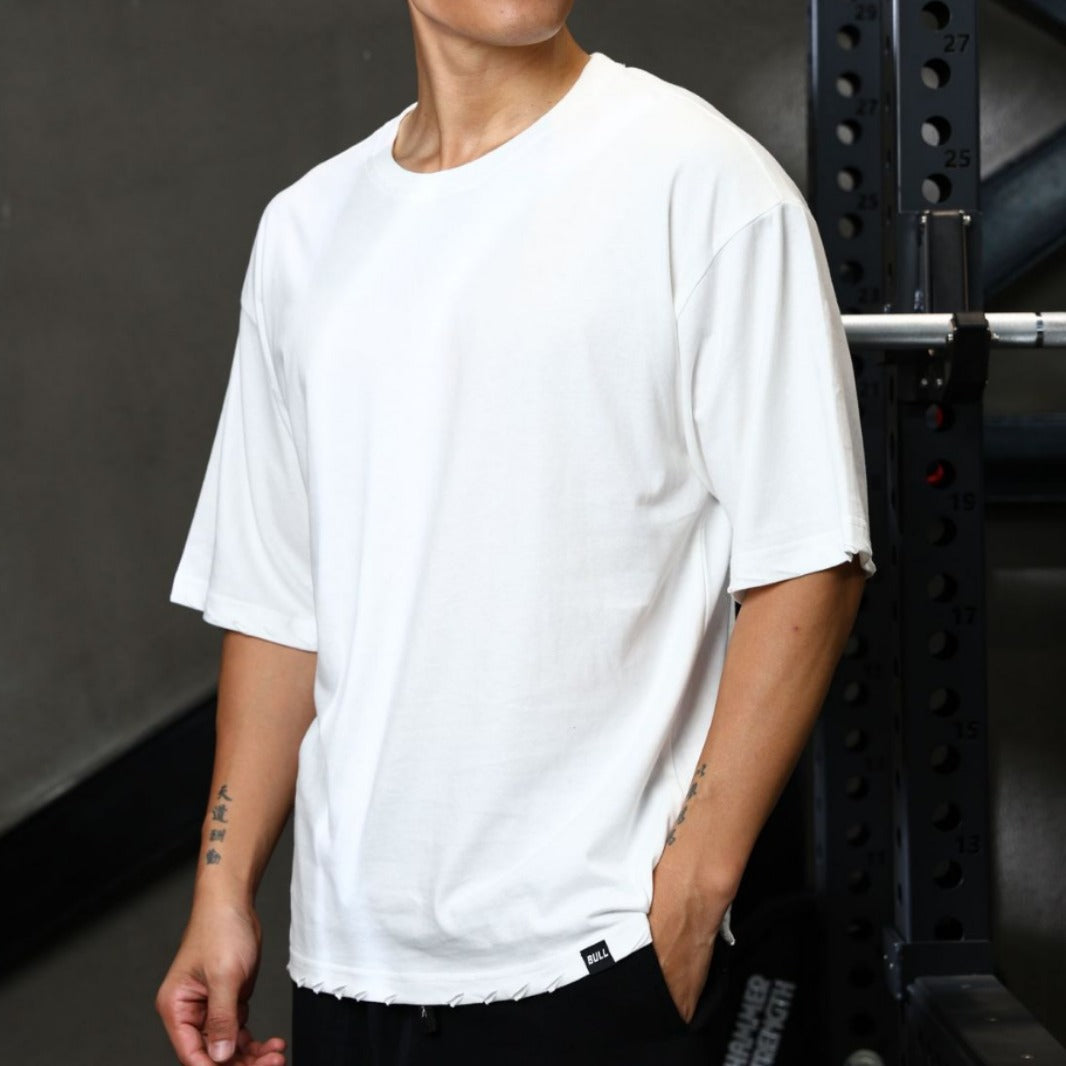 Men's Loose Short Sleeve Ripped Cotton