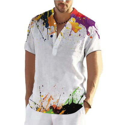Fashion Summer Graffiti 3D Printing Shirt Men