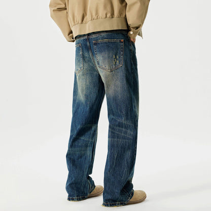 Street Scrape Water Pattern Simple Loose Micro-flared Jeans