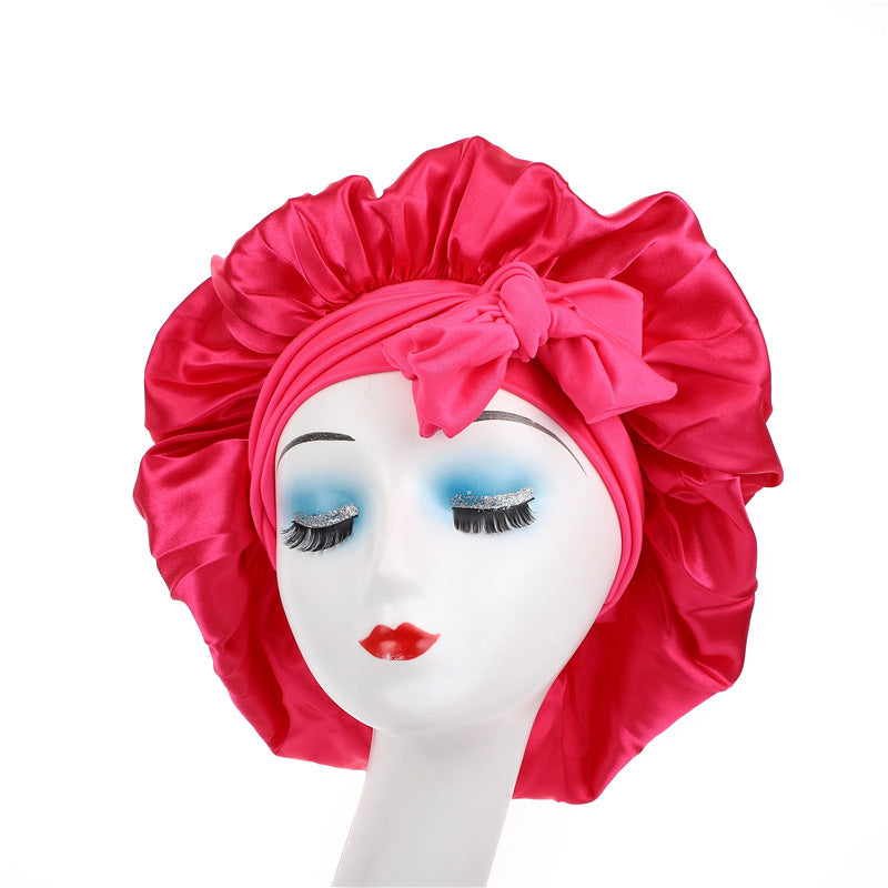 Single Layer Ribbon Round Cap Bow Artificial Silk