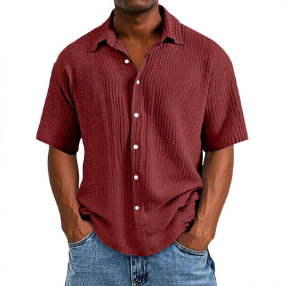 Spring And Summer Men's Short-sleeve Lapel Shirt Double Layer Champray