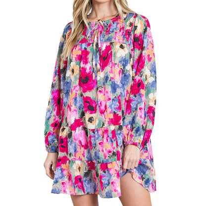 Pullover All-matching Floral Print Dress Women