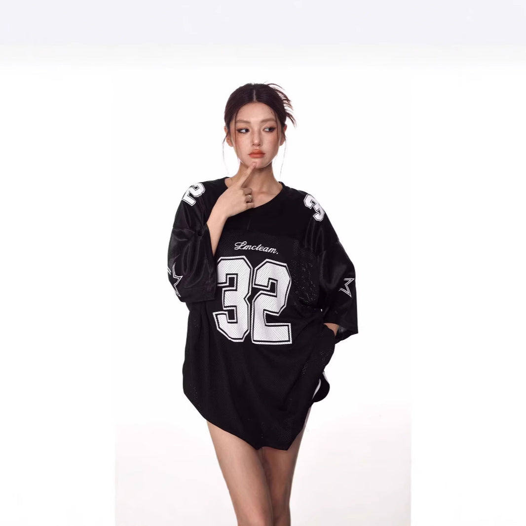 V-neck Jersey Loose Sports Short-sleeved T-shirt