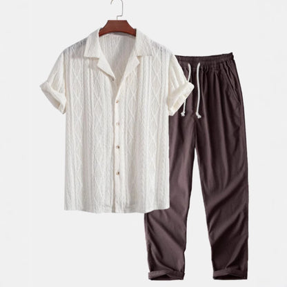 Lapel Casual Short-sleeved Shirt Digital Printing Comfortable Trousers Suit