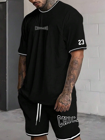 Short-sleeved T-shirt Suit Men's Summer New Fashion Trendy