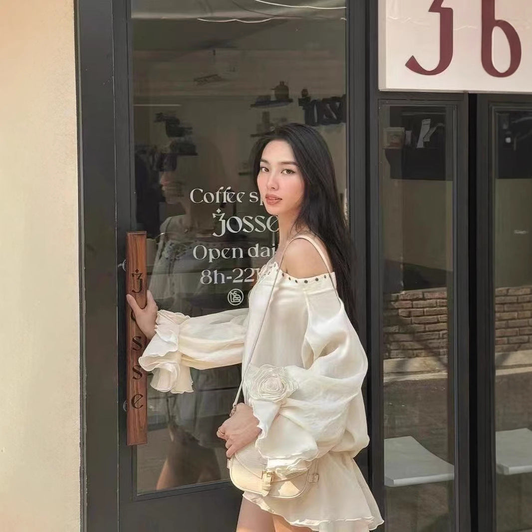 Shirt Bell Sleeve Loose Long Sleeve Short Dress