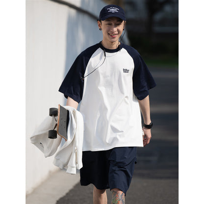 Casual Japanese Junior Raglan Sleeve T-shirt Bottoming Shirt For Men