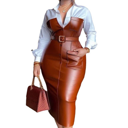 New Temperament Commute Stitching Contrasting-color Dress