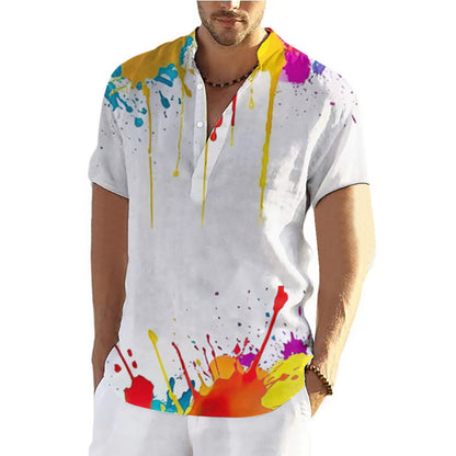 Fashion Summer Graffiti 3D Printing Shirt Men