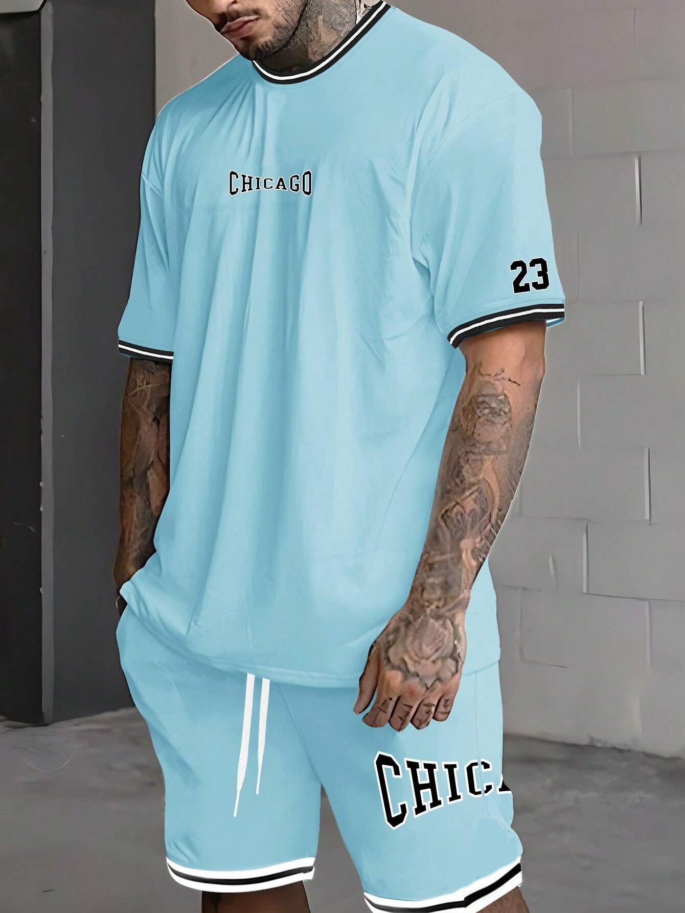 Short-sleeved T-shirt Suit Men's Summer New Fashion Trendy