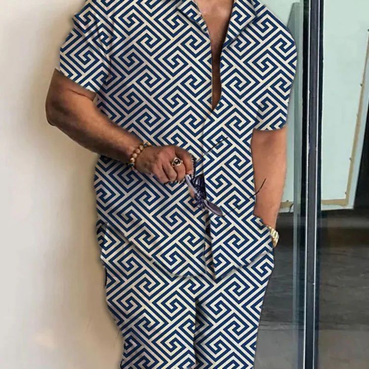 Fashion Simple Men's Short Sleeve Shirt Outfit