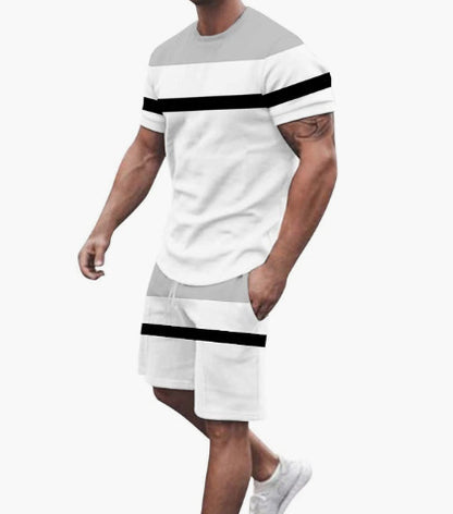 Fashion Personality Men's Casual Printed T-shirt Suit