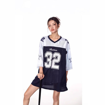 V-neck Jersey Loose Sports Short-sleeved T-shirt