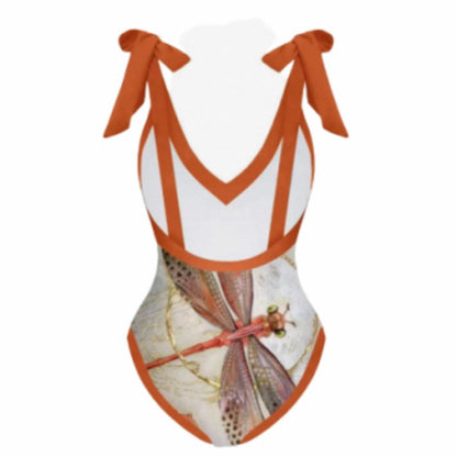 European American And French Style Retro Printed One-piece Swimsuit For Women