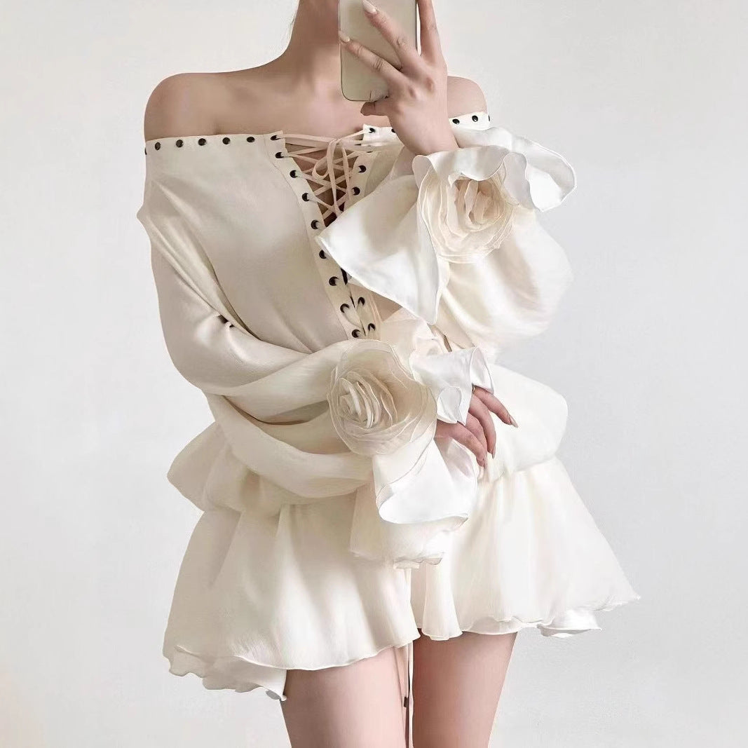 Shirt Bell Sleeve Loose Long Sleeve Short Dress