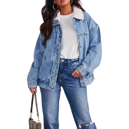 Women's Denim Jacket Fur Collar Denim Coat