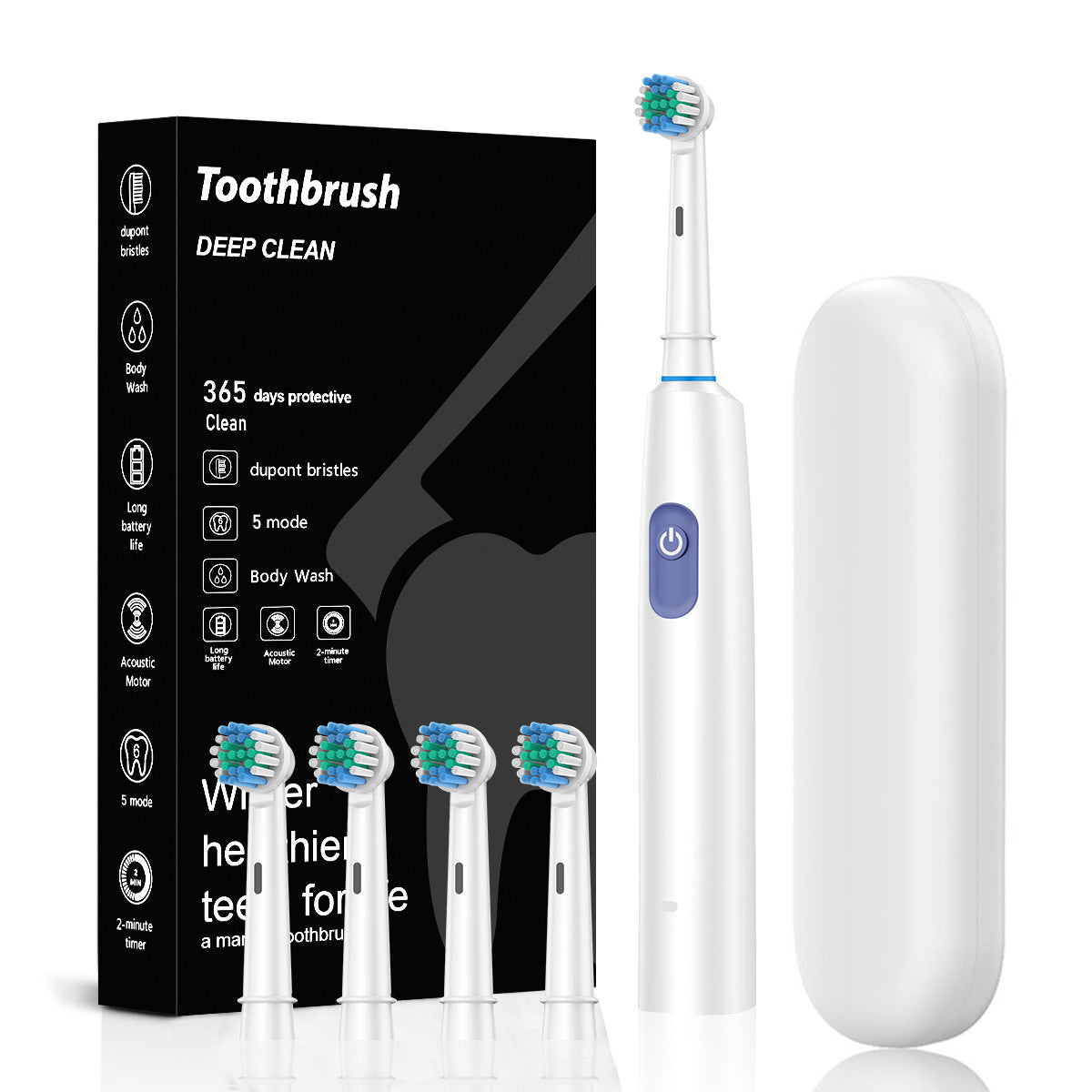 Household USB Charging Rotating Round Head Electric Toothbrush