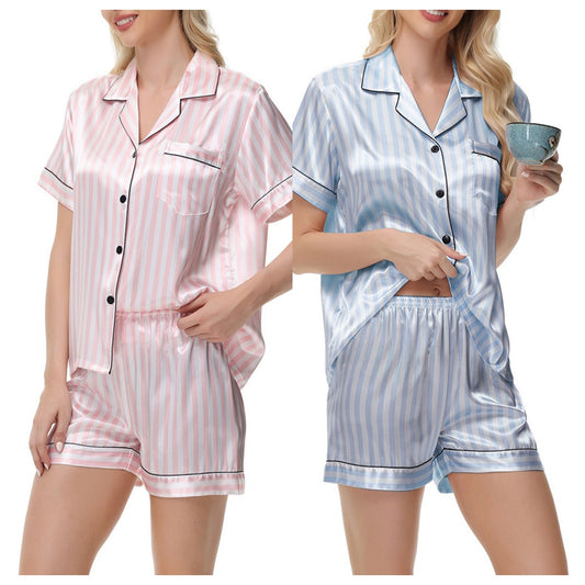 Women's Printed Striped Pajamas Long And Short Sleeves
