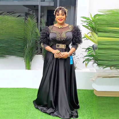 Women's Clothing Lace Sleeve High Waist Dress