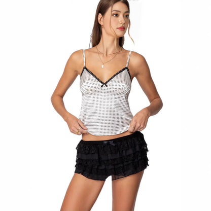 Hot Girl Vest Satin Satin Satin Lace Sling Top