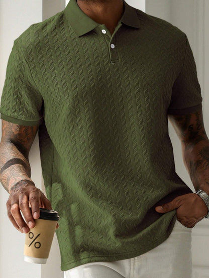Men's Solid Color Polo Collar Short-sleeved Shirt
