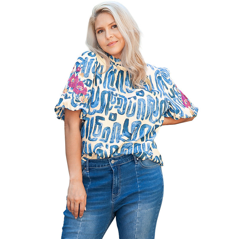 Spring And Summer Pullover Round Neck Printed T-shirt