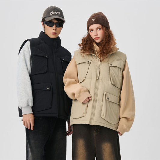 90 White Duck Down Keep Warm Outerwear Waistcoat Vest Thick Waistcoat