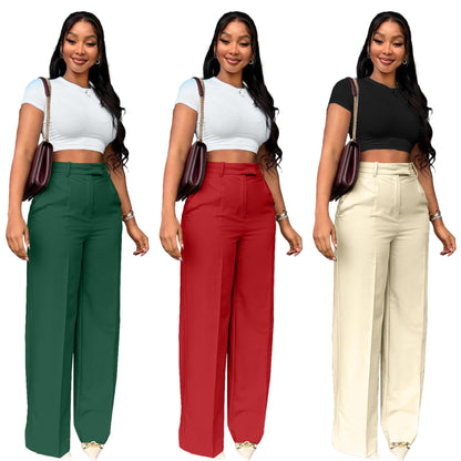 Women's High Waist Straight-leg Wide-leg Pants