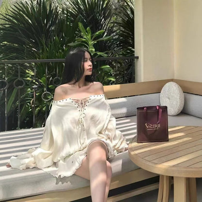 Shirt Bell Sleeve Loose Long Sleeve Short Dress