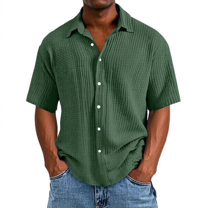 Spring And Summer Men's Short-sleeve Lapel Shirt Double Layer Champray