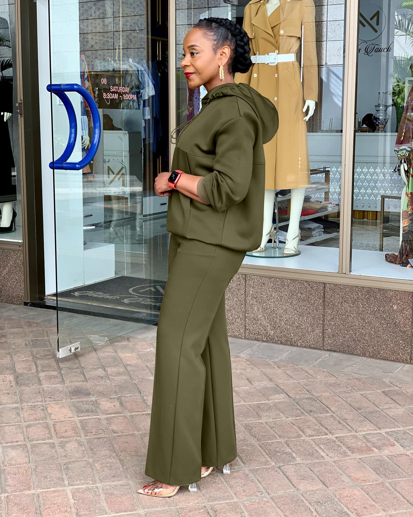 Women's Solid Color Loose Hooded Drawstring Suit