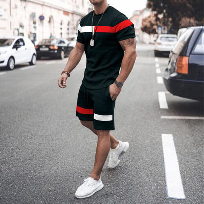 Fashion Personality Men's Casual Printed T-shirt Suit