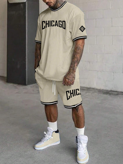 Short-sleeved T-shirt Suit Men's Summer New Fashion Trendy