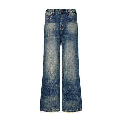 Street Scrape Water Pattern Simple Loose Micro-flared Jeans