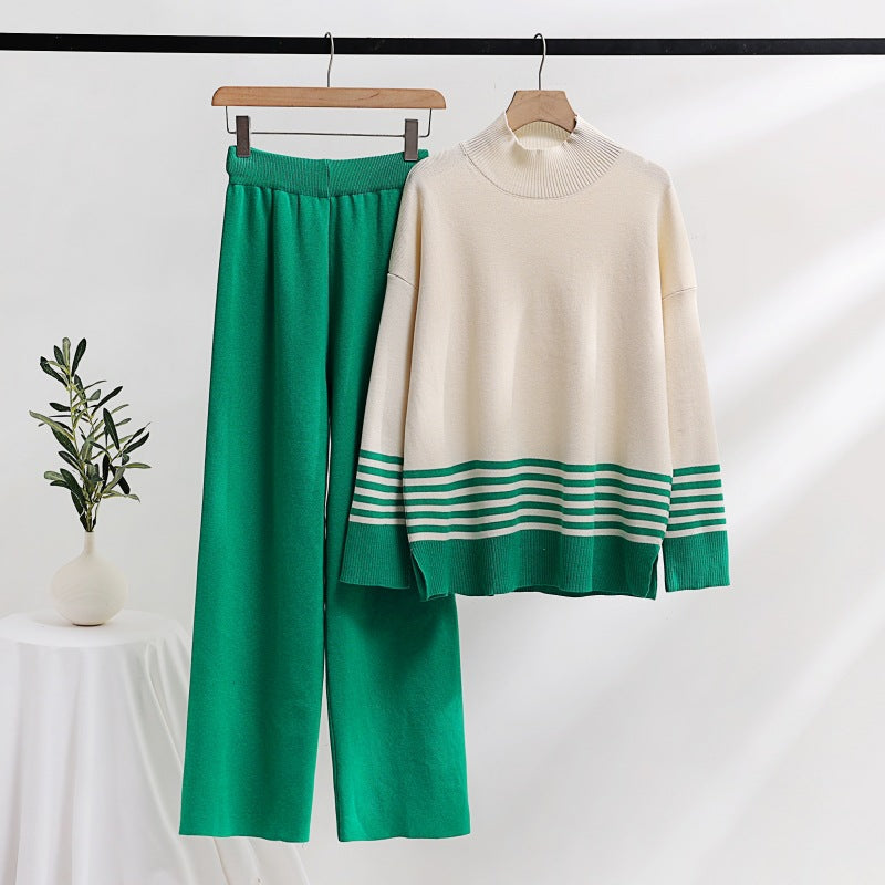 Casual Fashion Set Age-reducing Knitted Top Wide Leg