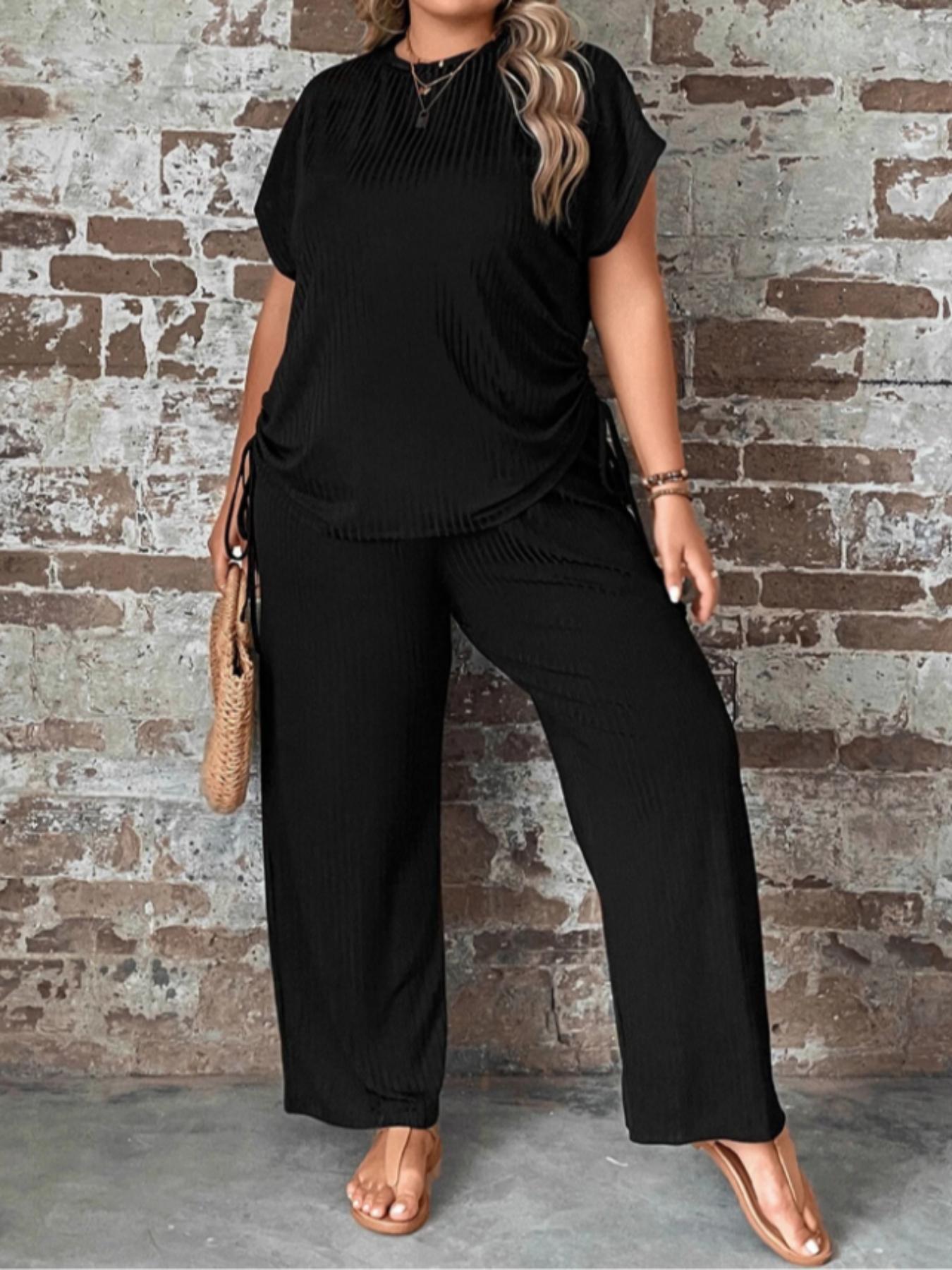 European And American Women's Casual Fashion Round Neck Multi-color Two-piece Suit Loose