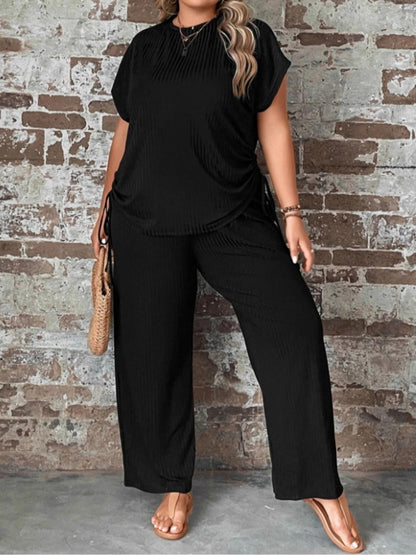 European And American Women's Casual Fashion Round Neck Multi-color Two-piece Suit Loose