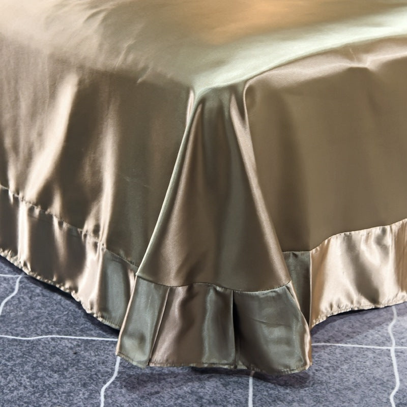 Pure Color Washed Real Silk Quilt Cover Four-piece Set