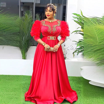 Women's Clothing Lace Sleeve High Waist Dress