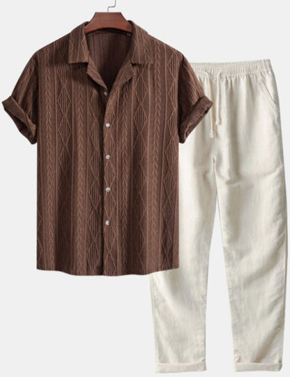 Lapel Casual Short-sleeved Shirt Digital Printing Comfortable Trousers Suit