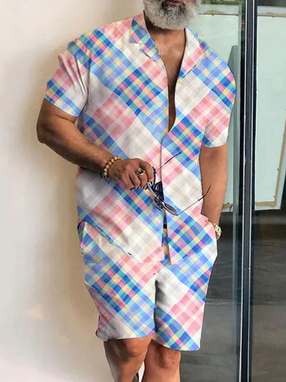 Fashion Simple Men's Short Sleeve Shirt Outfit