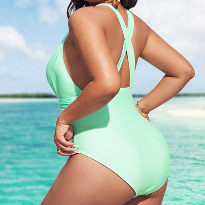 Backless Cross Back European And American One-piece Swimsuit