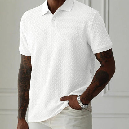 Men's Solid Color Polo Collar Short-sleeved Shirt