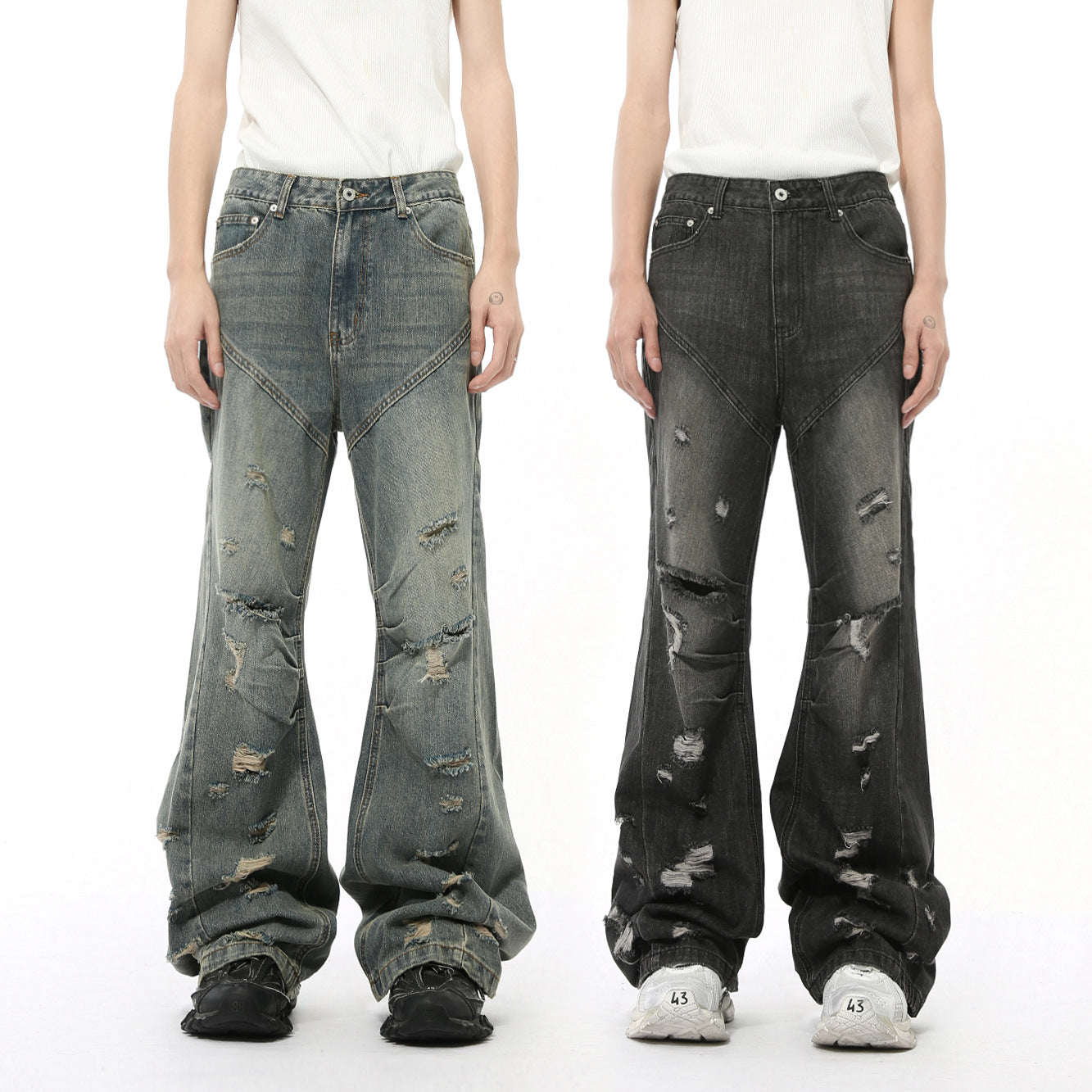 Street Style Broken Hole Design Retro Skinny Jeans