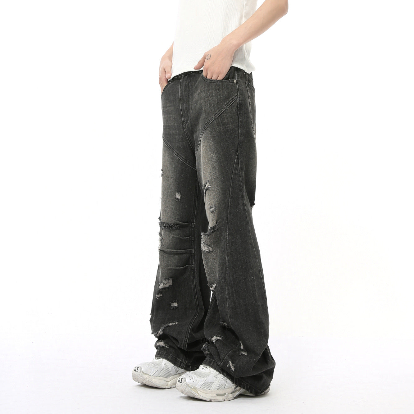 Street Style Broken Hole Design Retro Skinny Jeans