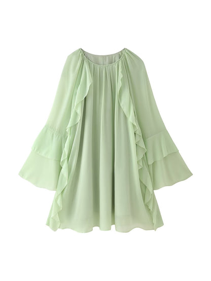 Women's Gentle Chiffon Laminated Ruffled Dress
