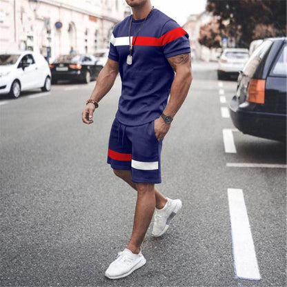 Fashion Personality Men's Casual Printed T-shirt Suit