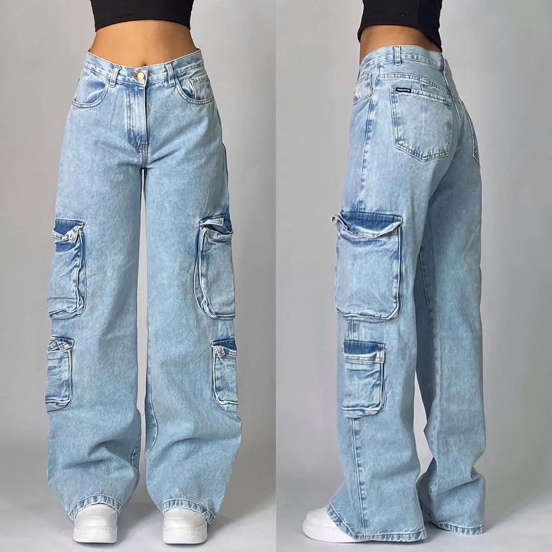 Streetwear New Fashion Oversized Print Baggy Jeans Women Y2K Gothic Vintage Hip Hop Pop Casual High Waist Wide Leg Pant Clothing